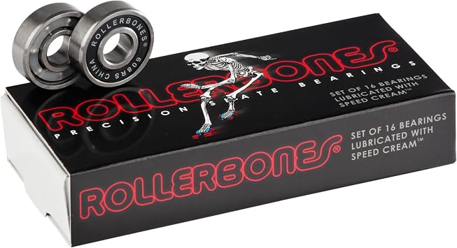 Bones RollerBones Bearings, 8mm, 16 pack for Roller Skates and In-Line Skates