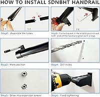 Vista 8 de Barandilla industrial para escaleras, barandillas de metal para escalones interiores y exteriores, barandillas de mano de montaje en pared