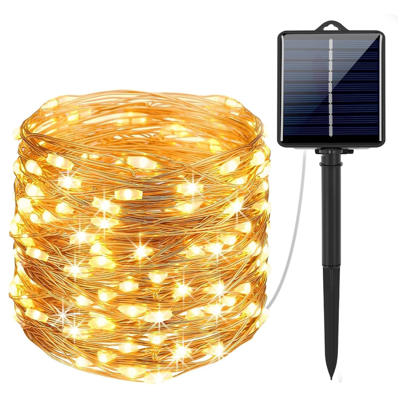 【2026新登場】ソーラー LED ストリングライト イルミネーションライト 200LED電球 22M IP65防水 8点灯モード 夜間自動点灯 点灯20時間以上 インジケーター搭載 電源オフでも充電可能 キャンプ用 フェアリーライト 屋外 ガーランドライト クリスマス/ハロウィン/パーティー/バレンタインデー/新年/祝日/結婚式/学園祭 室外/室内/庭対応 飾りライト