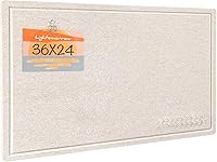 Lightomorrow 36x24 Inch Oatmeal Felt Bulletin Board - Foldable Self-Adhesive Pin Board, Frameless Vision Board Cork Alternative with 20 Push Pins