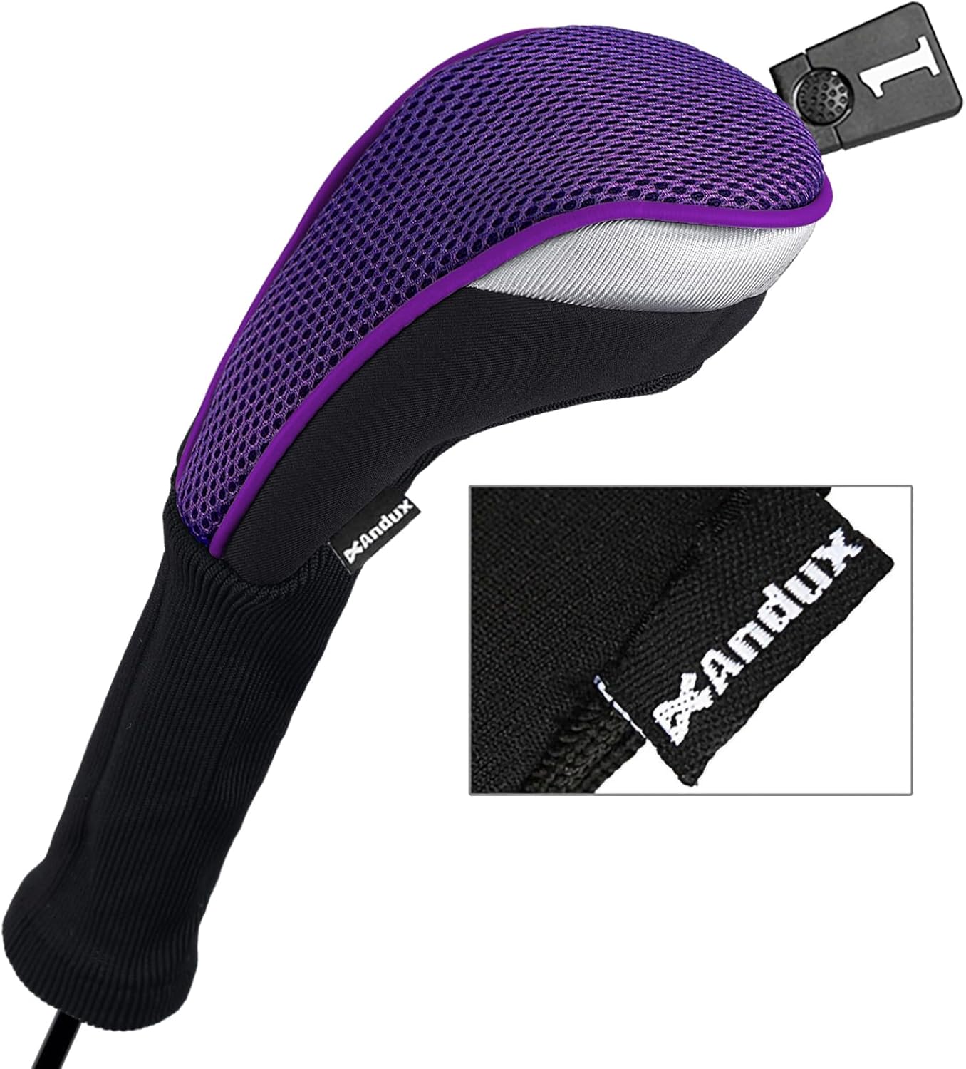 Andux 6pcs/Set Golf Club Head Covers Woods Drivers Fairway Hybrid Set Long Neck (3 Hybrid + 3 Woods)