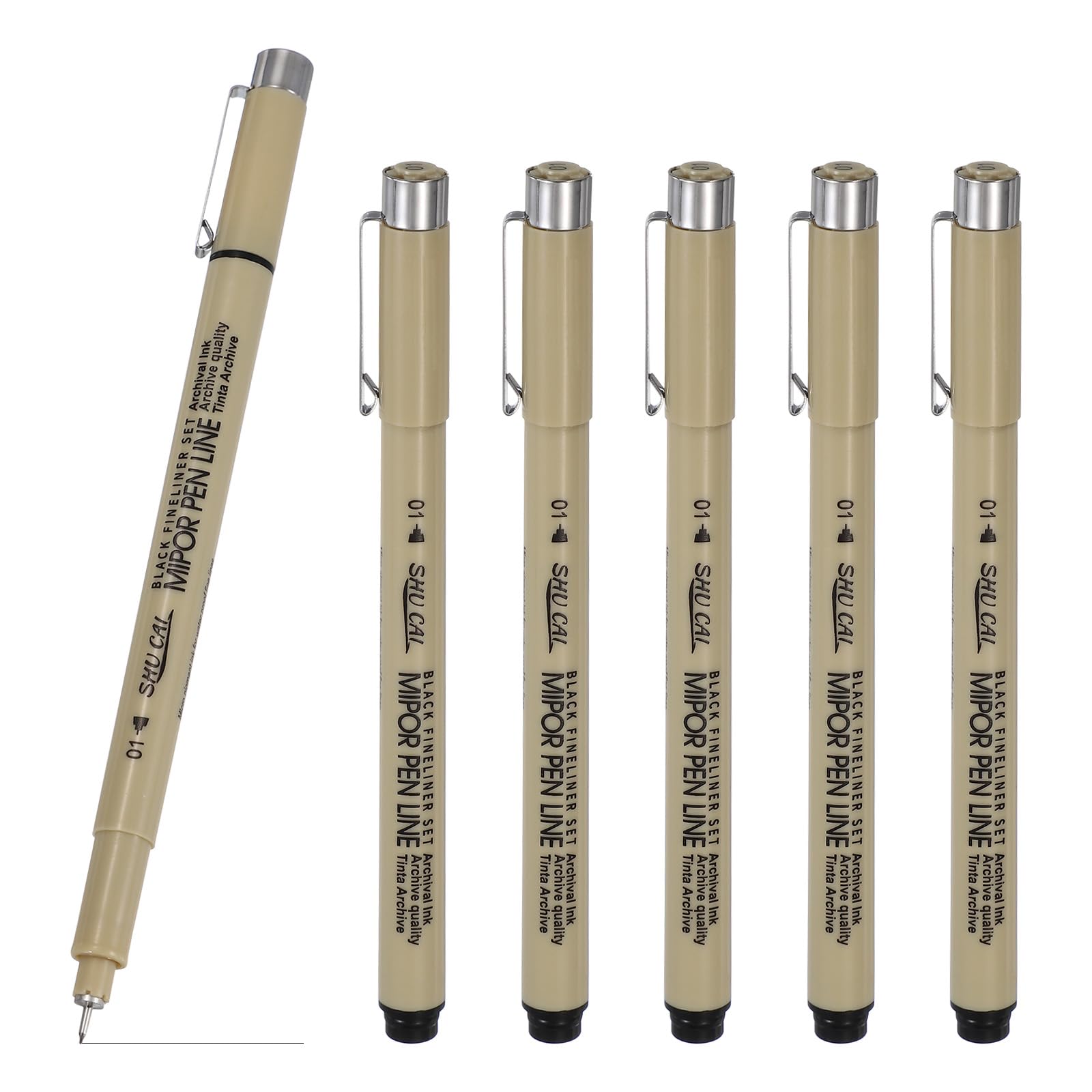 PATIKIL Fineliner Pens, 6 Pcs 01 0.25mm Fineliner Marker Black Waterproof Ink Archival Drawing Pens Art Supplies Set for Sketching Journaling Scrapbooking Artist Illustration