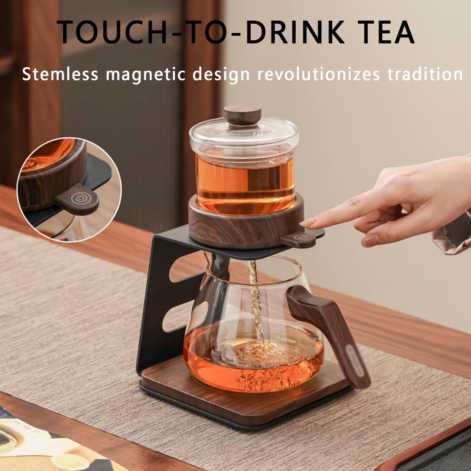 Tetera Automática De Madera, Infusor Magnético, Separador De Té Y Sopa, Diseño Tres En Uno, con Filtro, Estilo Chino, para Oficina Y Sala De Estar