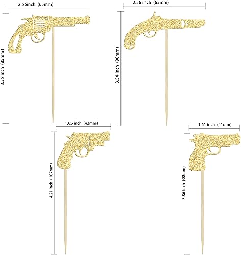 Miniatura 2 de Gyufise 24 piezas de decoración de magdalenas con purpurina dorada, pistola de tiro temático para cupcakes, baby shower, fiesta de cumpleaños,