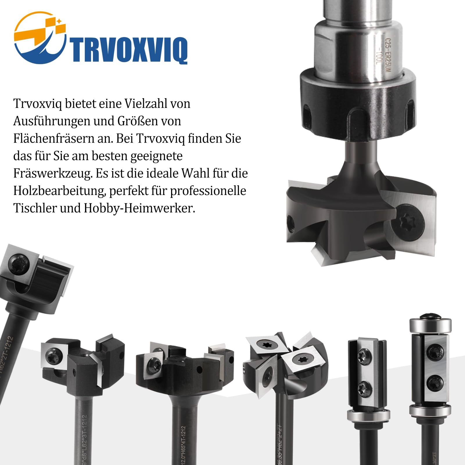 Frez czołowy 8 mm, trzonek 2, 2 flety, średnica 38,1 mm, frez do strugania górnowrzecionowego z 10 płytkami obrotowymi (12 x 12 x 2,2 mm), spoilboard, frez trzpieniowy, frez do spłaszczania