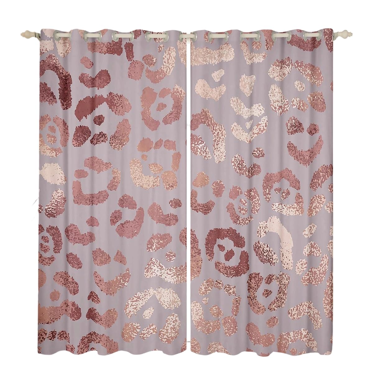 Homewish Cheetah Print Blackout Curtains Rose Gold Colored Leopard Print Curtains & Drapes Luxury Pink Sequin Curtains 46"X54" Safari Animal Window Drapes For Bedroom Durable Window Treatments