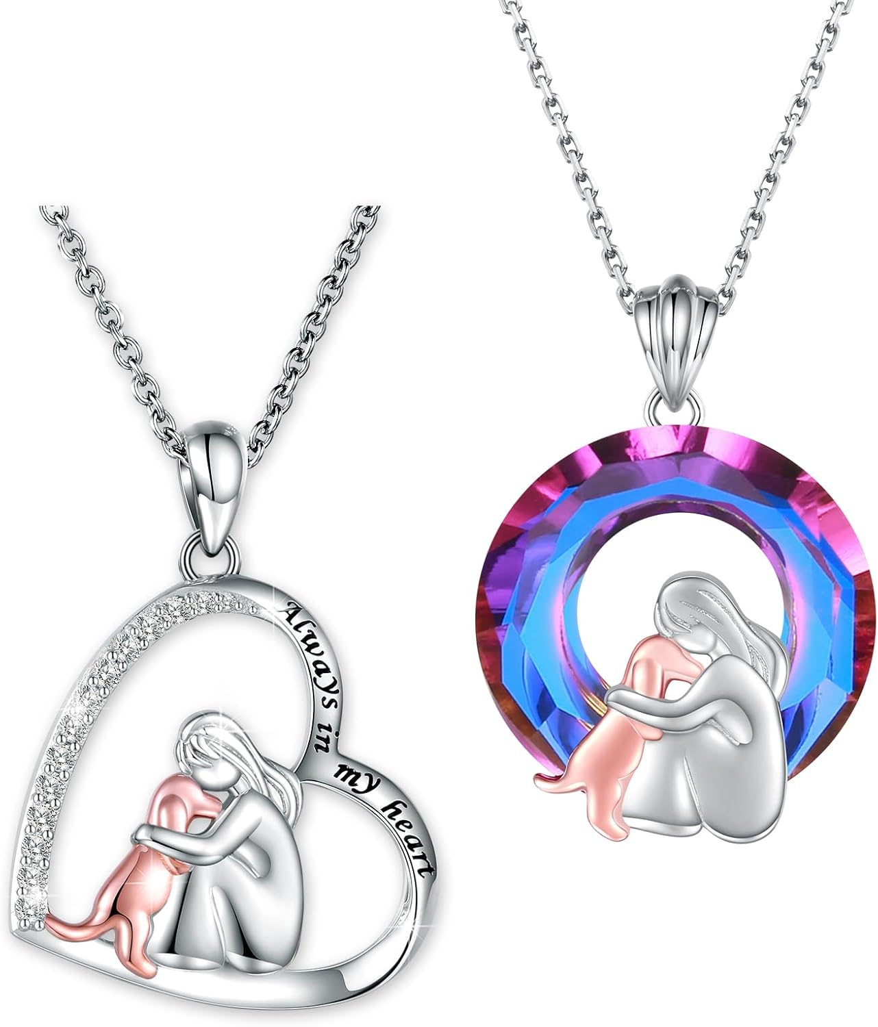 APOTIE Sterling Silver Dog Necklace for Girls - Always in My Heart Pendant Gift for Women