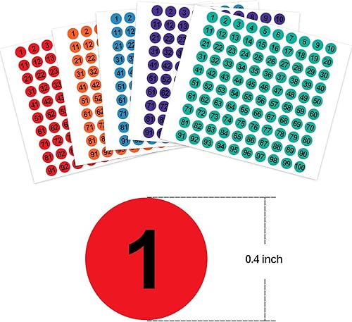 Miniatura 2 de Outus 5000 calcomanías de números de 0.4 pulgadas, 1 a 100 números, etiquetas de puntos de números pequeños, etiquetas consecutivas para inventario