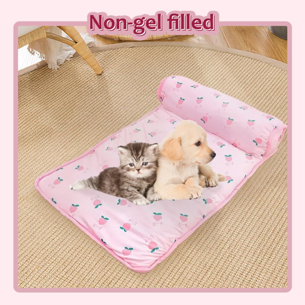 review Cats Dogs Cooling Bed, 2024 New Cat Cooling Mat with Cotton and Linen, Breathable Pet Cooling Mat, Comfortable Soft Cat Cooling Pad Summer Ice Pads for Cats Pets Small Dogs (Blue, L)