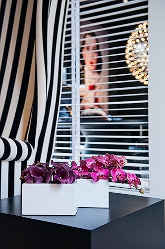 Miniatura 6 de Pottery Pots Maceta rectangular pequeña para interiores y exteriores, 19.1 pulgadas de ancho, color blanco brillante