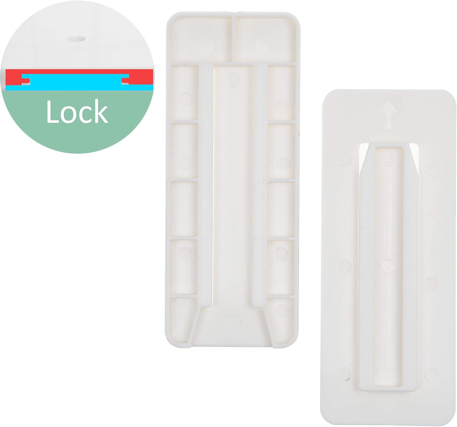 Self Adhesive Power Strip Holder 4 Pack - No Drill Extension Block Wall Mount Fixator - Easy to Install Sliding Design - for Home, Kitchen, Office - Attaches to Wood, Plastic, Metal, Ceramic