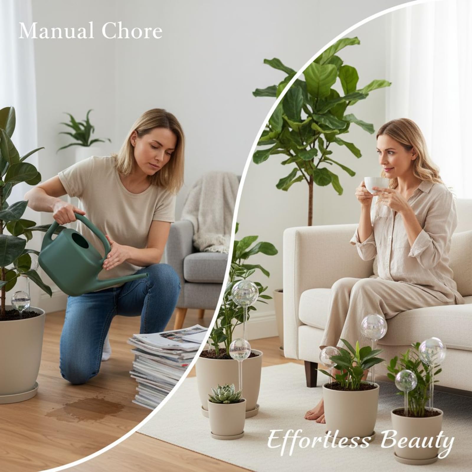 Bulbes d'arrosage automatiques pour Plantes, arrosoir en Verre irisé léger, système d'auto-arrosage, Tuteurs d'irrigation Goutte à Goutte pour Plantes en Pot d'intérieur et d'extérieur