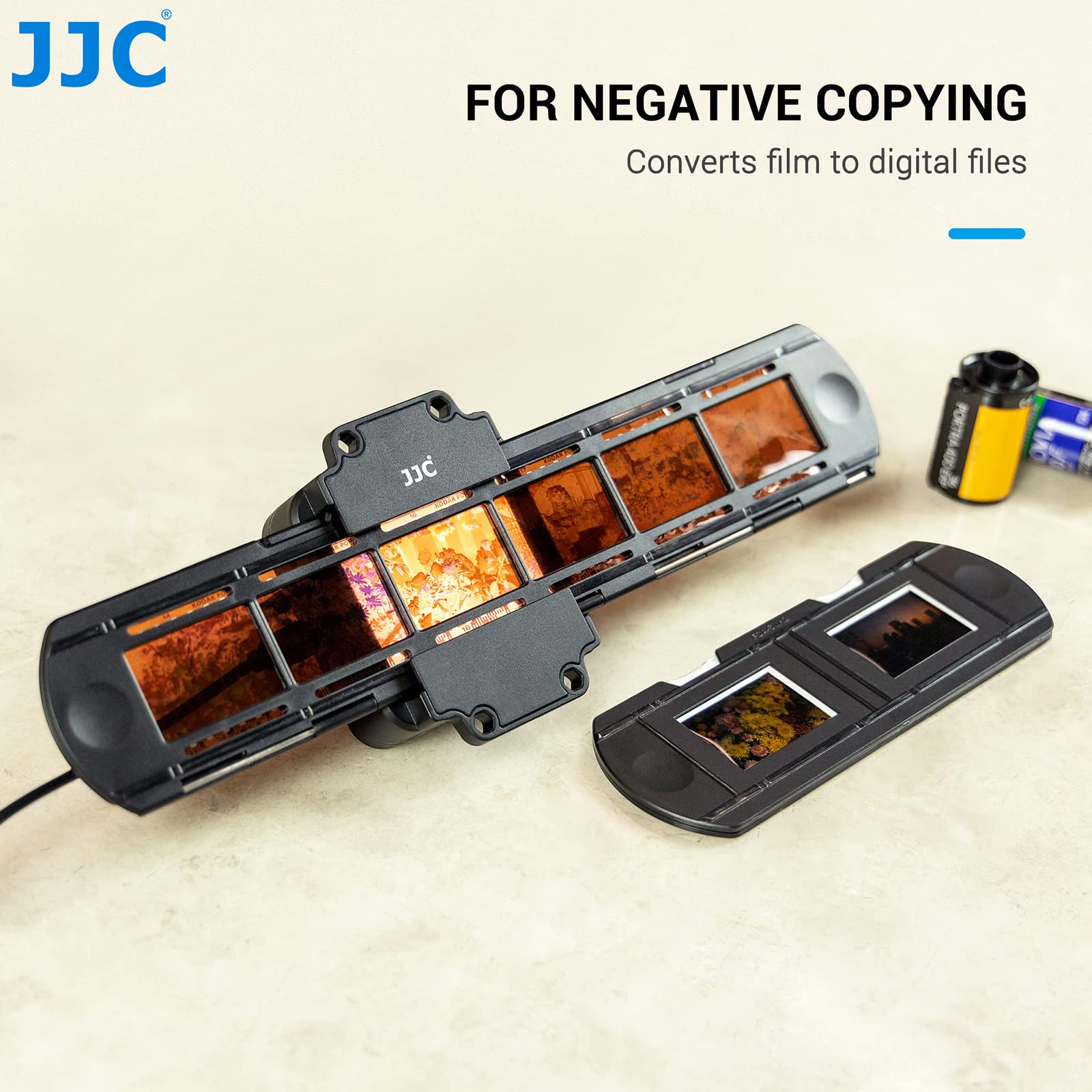 JJC Slide & Film Remake, avec Support de Montage pour Diapositive 1 x 35 mm, 1 Support de Film en Bande et Lumière LED, Ensemble de Lumière LED 6500K à 10 Niveaux pour la Copie Négative