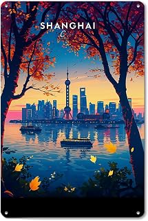 CXHDSY Shanghai Travel Wall Decor Retro Metal Sign Poster for Garage Man Cave Bathroom Bedroom Farm Inspirational Popular Wall Art 8x12 Inch Signs Posters
