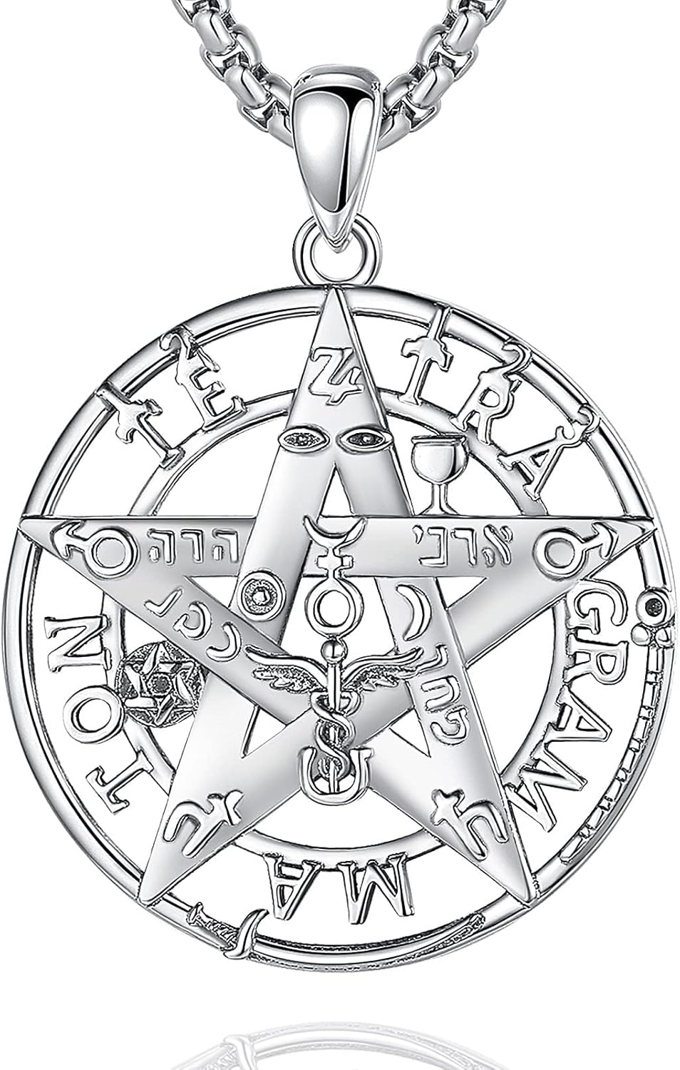 CELESTIA 925 Sterling Silver Tetragrammaton Pendant/Tetragrammaton Rings/Masonic Necklace/Pentagram Jewelry for Women Men