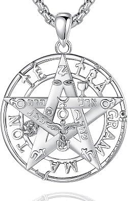 CELESTIA 925 Sterling Silver Tetragrammaton Pendant/Tetragrammaton Rings/Masonic Necklace/Pentagram Jewelry for Women Men