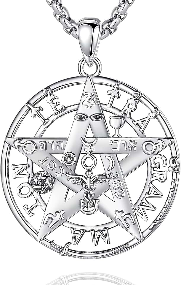 CELESTIA Colgante Tetragramaton Plata de Ley 925 Collar Mujer Hombre Joyeria Bruja Amuletos de Proteccion Regalos Supernatural