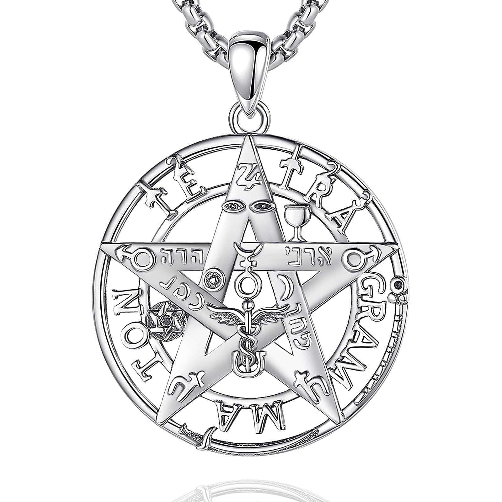 CELESTIA Pentagramm Kette Damen Herren Silber 925 Tetragrammaton Anhänger Halskette Talisman Hexe Schmuck Esoterik Geschenke Männer Frauen