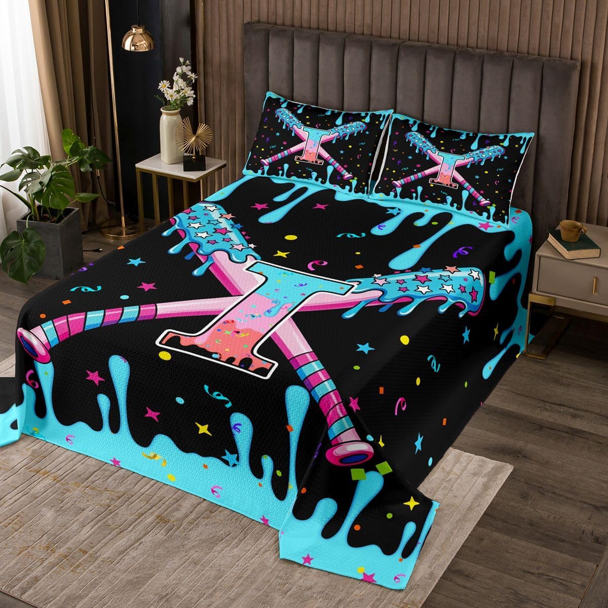 King Size Baseball Quilted Coverlet Boys Girls Baseball Gaming Bedspread For Kids Ultra Soft Personalized Initial Letter V Coverlet Set Sports Theme Room Decor Bedclothes Breathable Soft Microfiber