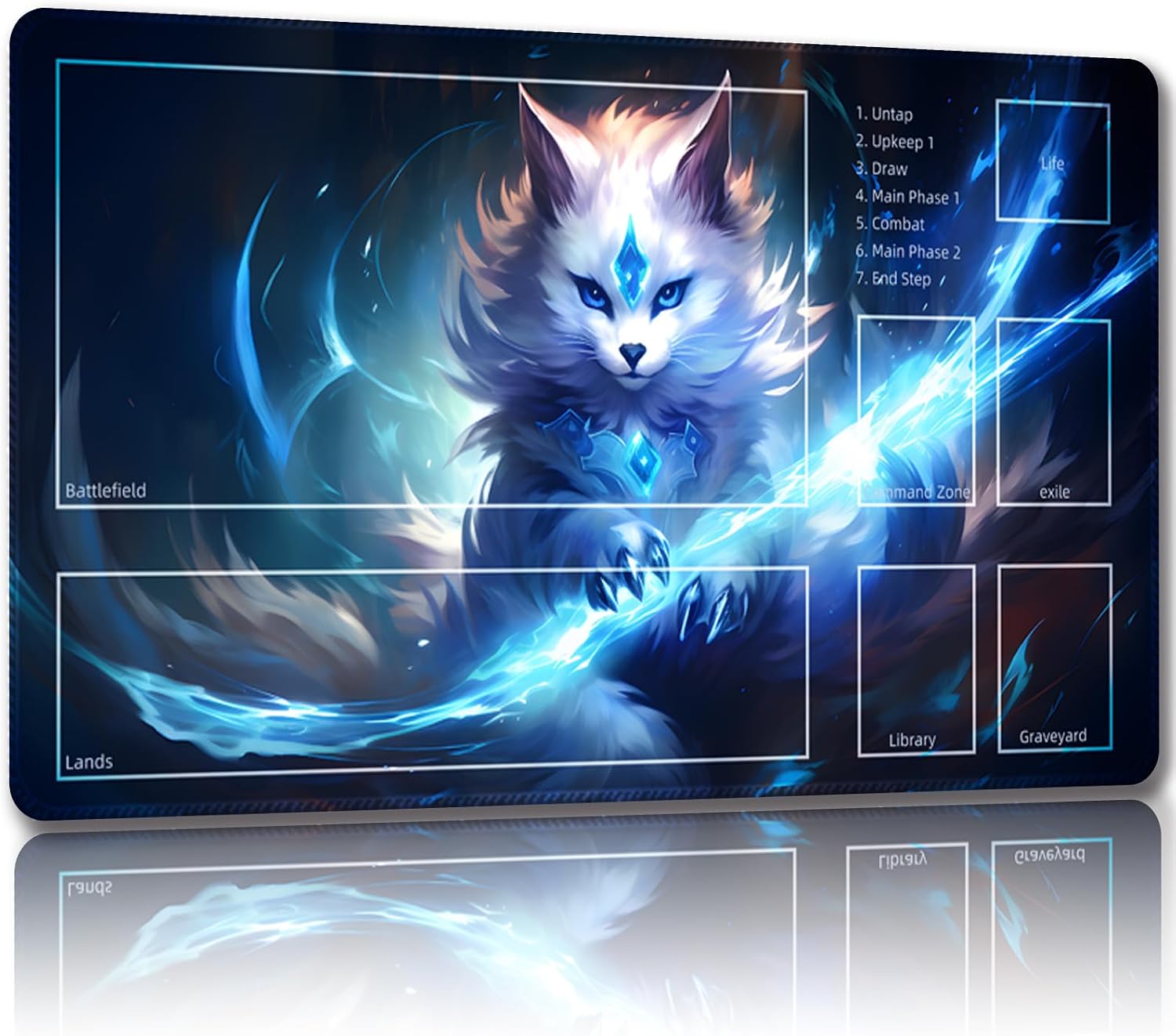 Playmat for MTG with Free Storage Bags - Game Mat 24 x 14 inches TCG and Board Game Mats for Cards (Cat 5-Auxiliary Combat)