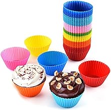 Silicone Muffin Cupcake Cases, 27 Pack 9 Colours Reusable Cake Moulds, Nonstick Baking Cups for Yorkshire Pudding Tray, Deep Cupcake Tin Air Fryer Liners Bakeware