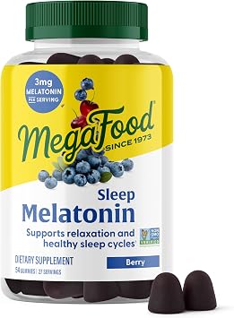 MegaFood Melatonin Gummies - Melatonin 3mg per Serving to Help Relax & Fall Asleep Sleep Gummies for Adults - Berry Flavor, Non-GMO, Certified Vegan - 54 Count 27 Servings