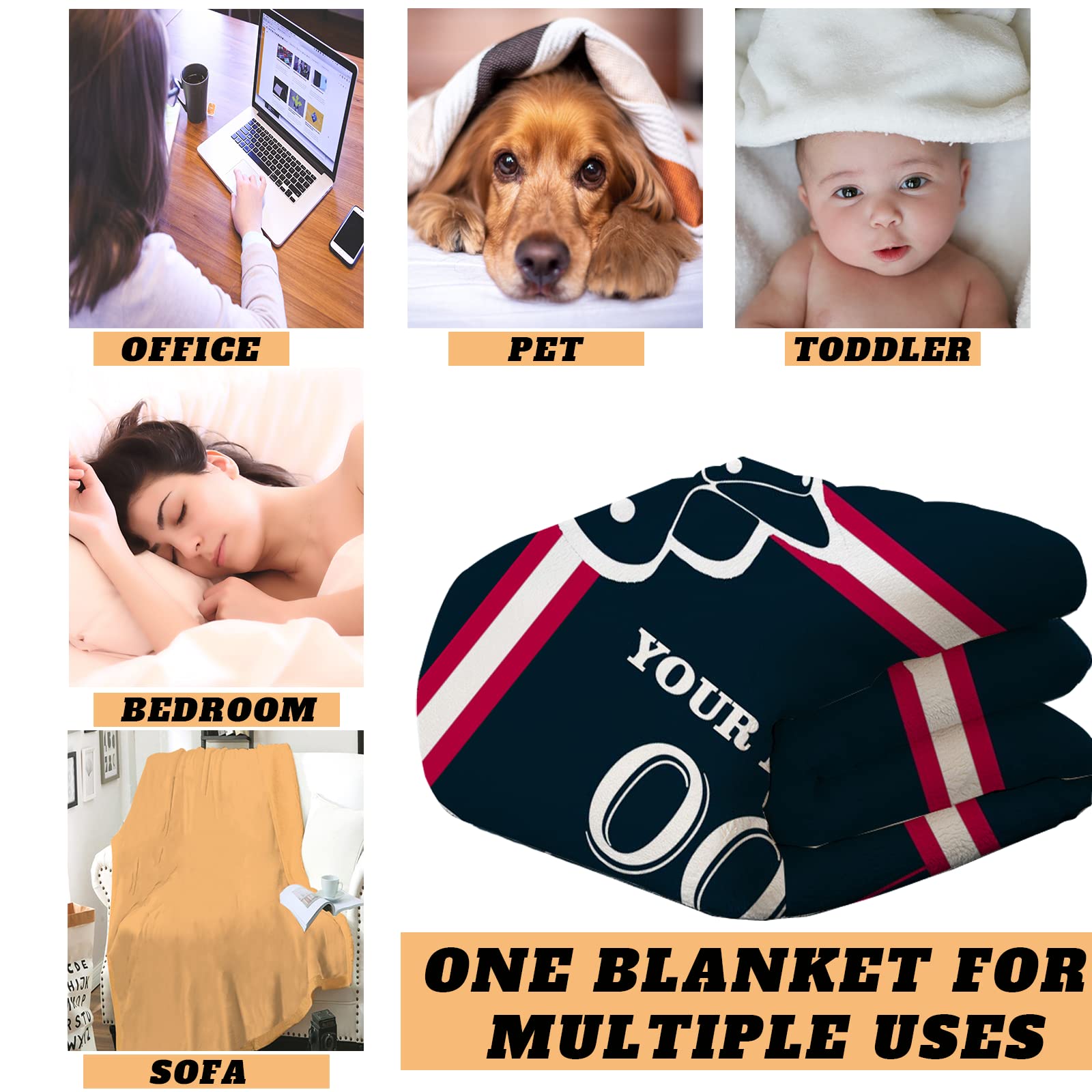 Manta personalizada con nombre de número: mantas de béisbol personalizadas de franela deportiva para amigos de la familia, año nuevo, para sofá, dormitorio