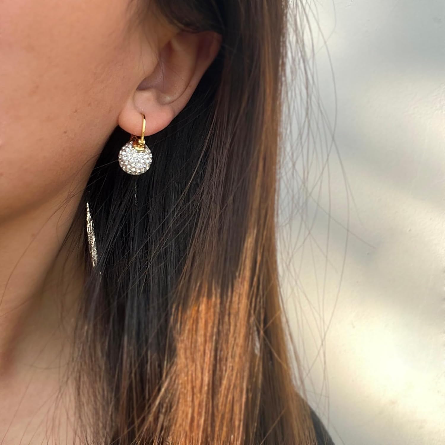 OwMell Elegant 925 Sterling Silver Pearl Drop Earrings Dangle Stud Gold Plated Earrings for Women Large Size 12mm - Image 4