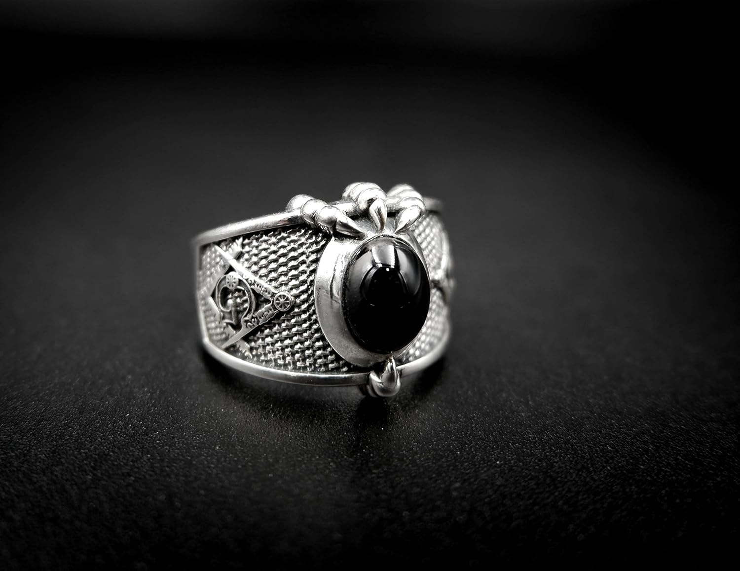 925 Sterling Silver Onyx Freemason Masonic Ring, Freemason Master Ring, Mens Masonic Ring