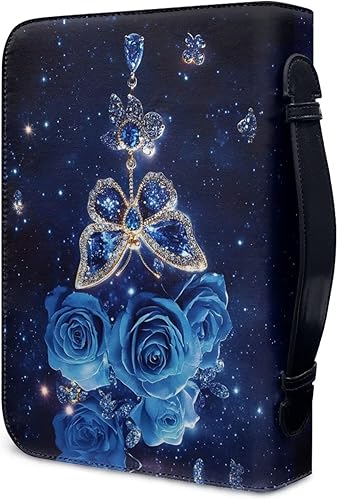 Miniatura 2 de FOR U DESIGNS Bolsa de cuero para la Biblia para mujer, funda de Biblia pequeña con asa, estampado floral de mariposa, soporte para la Biblia,