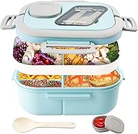 Vista 8 de Lonchera Bento para Adultos, Contenedor de Ensalada Grande de 43oz Tazón de Ensalada, Bandeja Estilo Bento para Ingredientes, Contenedor de Salsa