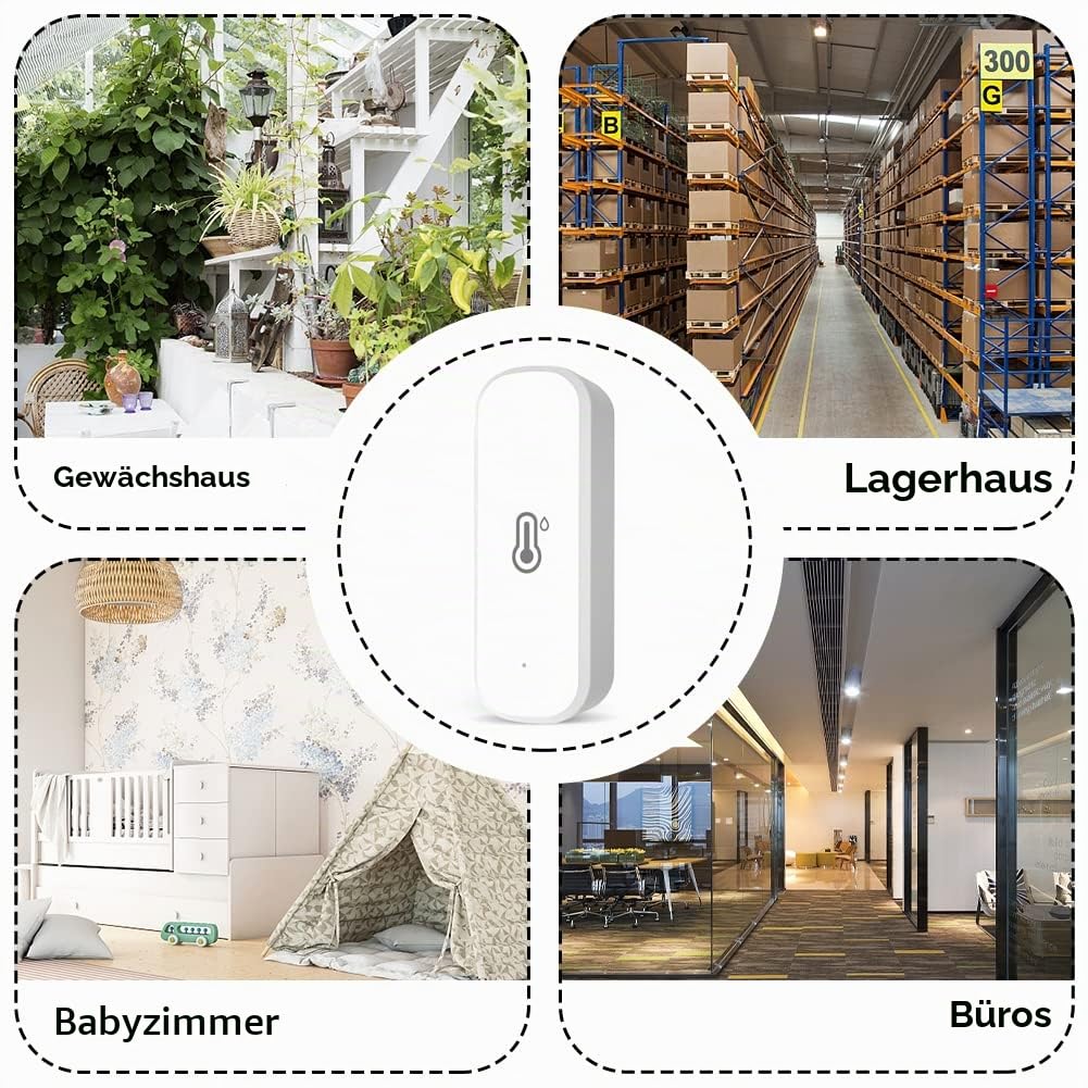 Tuya Zigbee Smart Hygrometer Thermometer, 4 Stück WiFi-Hygrometer, Thermometer, kabelloser Temperatur- und Feuchtigkeitsdetektor für Zuhause und Gewächshaus