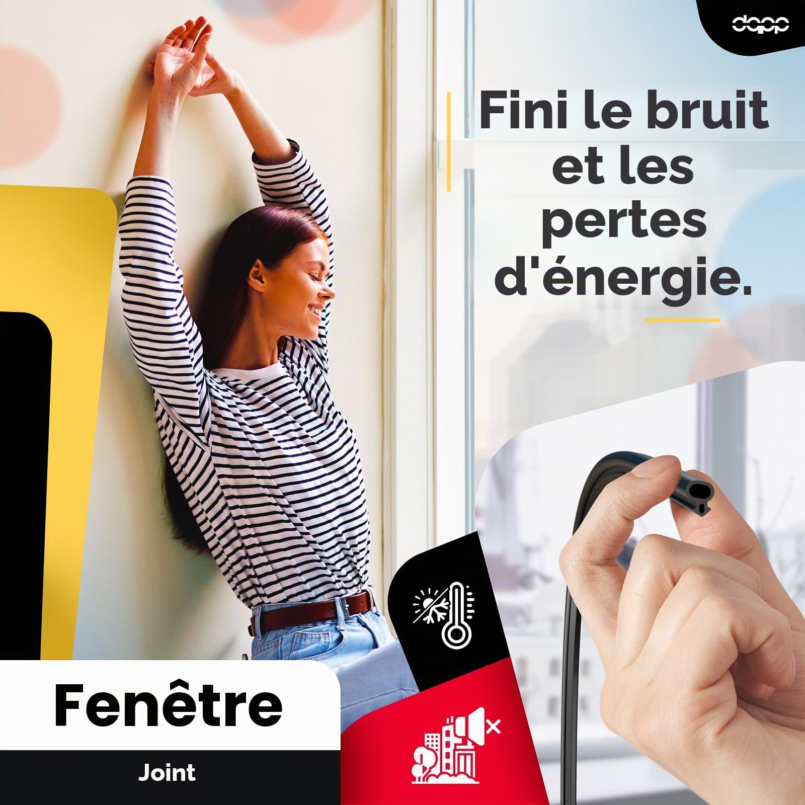 DQ-PP Joint de fenêtre | Noir | 10 m | S-232 Panorama | Fenêtre PVC | Joint d'étanchéité en caoutchouc | Joint de fenêtre en plastique | Joint profilé en aluminium