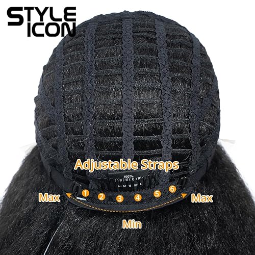 Miniatura 7 de Style Icon Pelucas afro de 14 pulgadas, pelucas cortas y rizadas para mujeres negras, pelucas sintéticas con encaje frontal y parte lateral (14