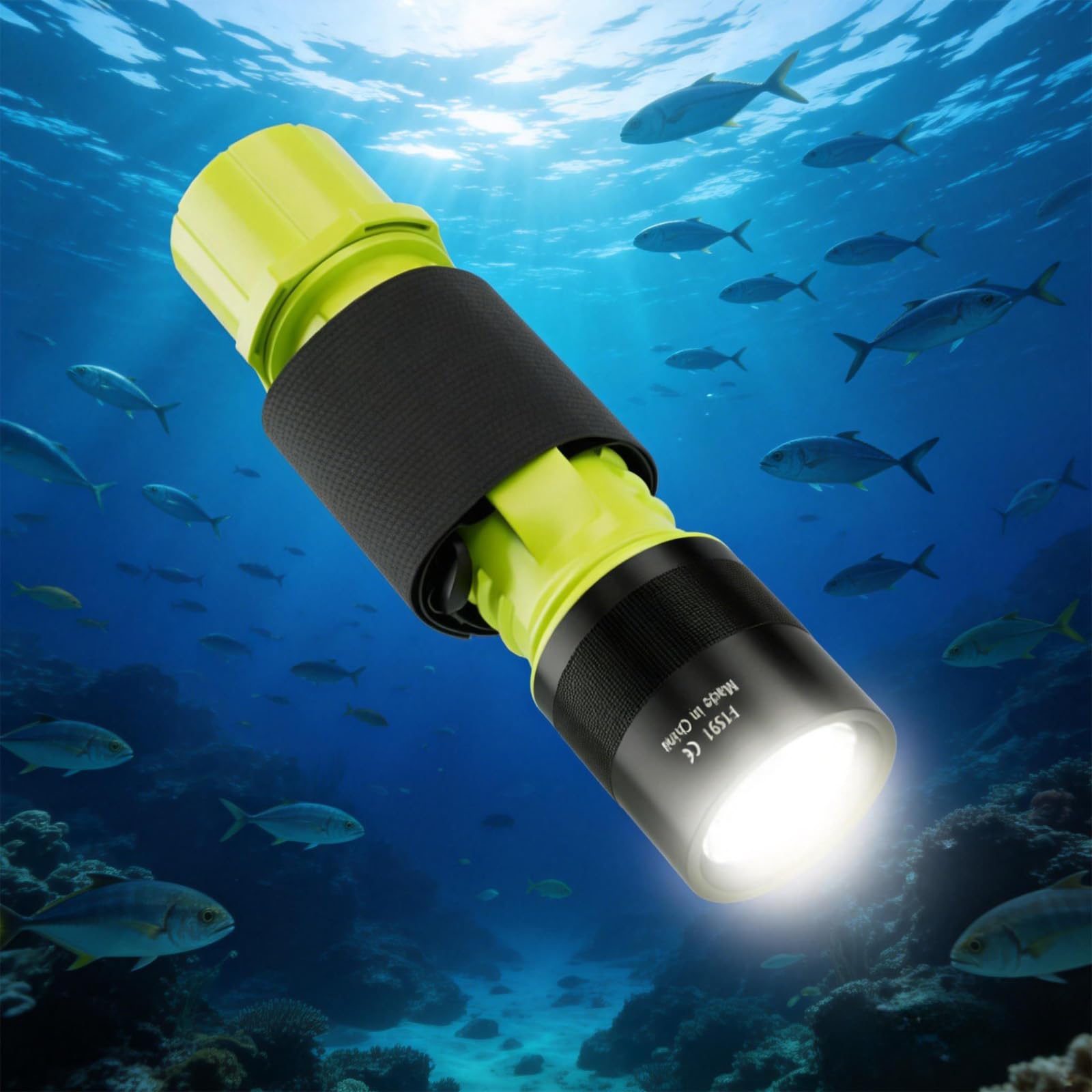 NAKCNM Tauchlampe 2 Stück, IPX8 Wasserdicht Wiederaufladbar Taucherlampe LED mit 3 Modi, 1200 Lumen Batteriebetrieben Unterwasser Taschenlampe Taucherleuchte zum Tauchen, Schnorcheln, Angeln