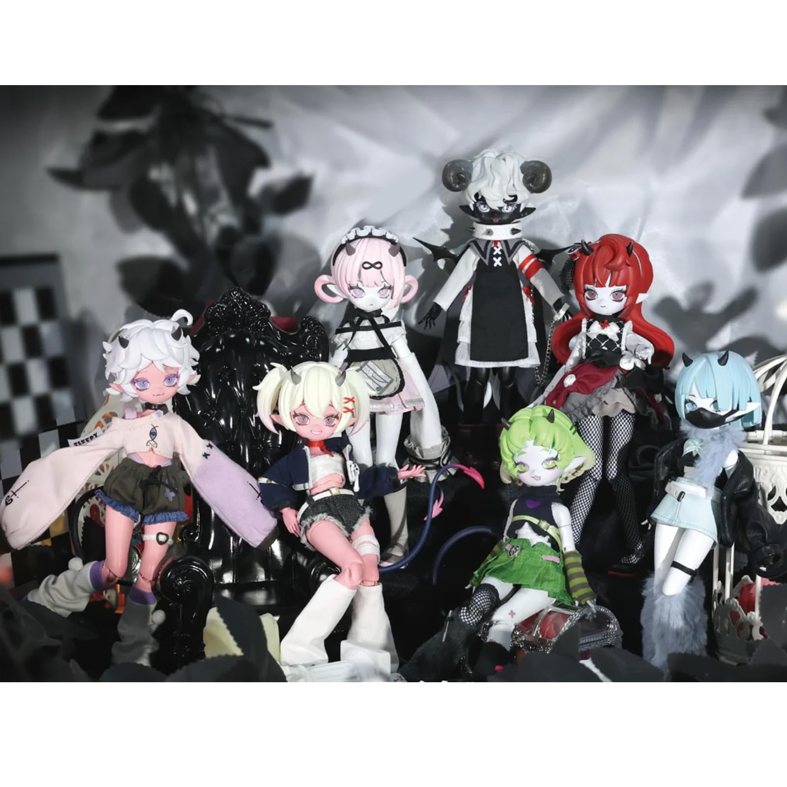 CALEMBOU BJD Blind Box, 1/8 Cute Devil's Horns Series Ball Jointed Blind Box Doll, 8.2 Inches Dress up Doll with Joints, Collectable Action Figure for Birthday Gifts