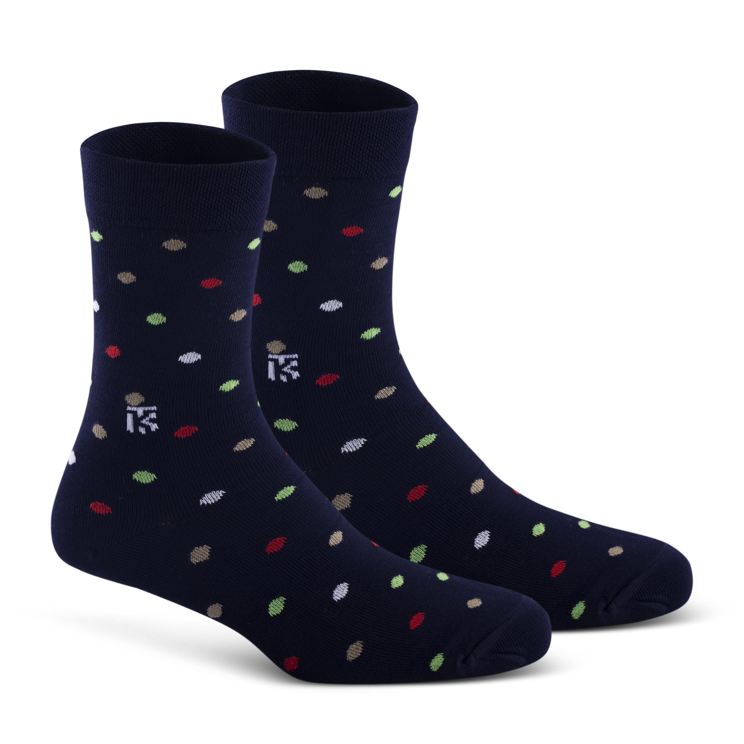 kikitoes Bamboo Socks for Men | Navy Blue with Multi Polka | Odour Free Moisture Wicking Breathable Anti Bacterial | 3x Softer than Cotton | Free Size Pack of 1-picture-1