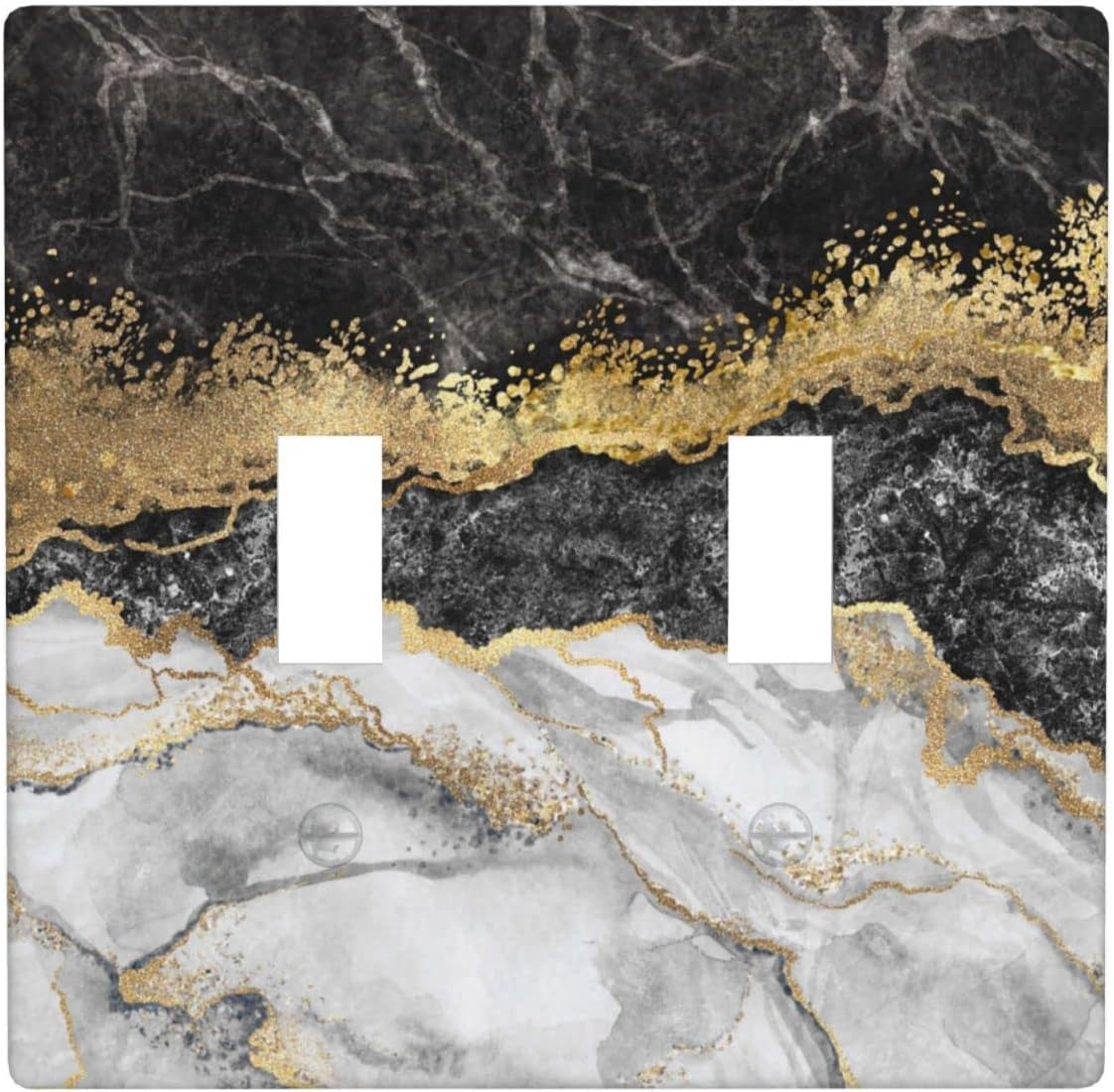 Gold Butterfly Decor Print Light Switch Plate Cover Plastic Wall Plates (Single Gang Electrical Switch Duplex Outlet Cover)