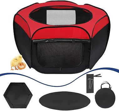 Brooder Box for Chicks Starter Kit - Upgraded Dual Door Collapsible Large Chicken Pen, Easy to Clean Chicken Coop Supplies for Ducks, Quail, Cats, or Dogs, Holds Up to 20 Chicks