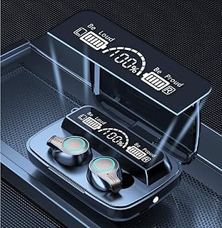 M18 Bluetooth 5.0 Wireless Earbuds with Wireless Charging Box IPX7 Waterproof TWS Stereo Earphones in-Ear Built-in Mic Earphones with Sound with deep bass, Suitable for Sports Black