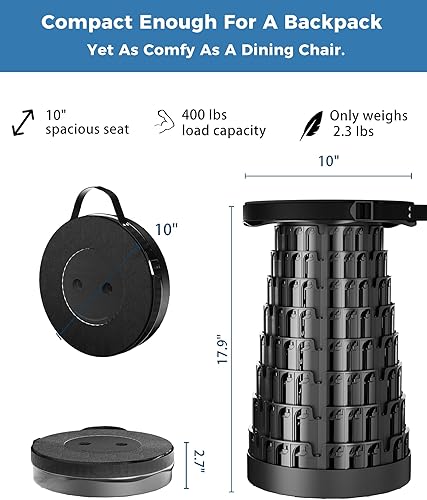 Miniatura 2 de Taburete plegable mejorado con cojín extraíble y bolsa de transporte impermeable, taburete plegable portátil para adultos, campamento, pesca,