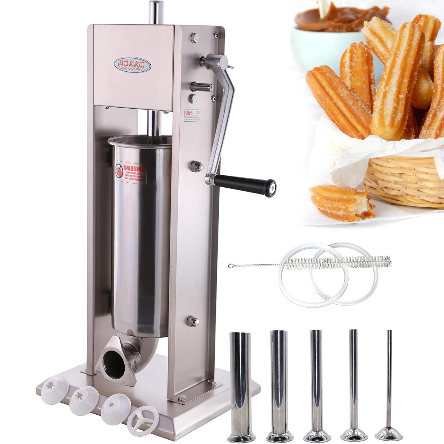 Churros manual de acero inoxidable comercial, máquina de donas vertical para restaurantes, cafeterías, panaderías, capacidad de 5 litros