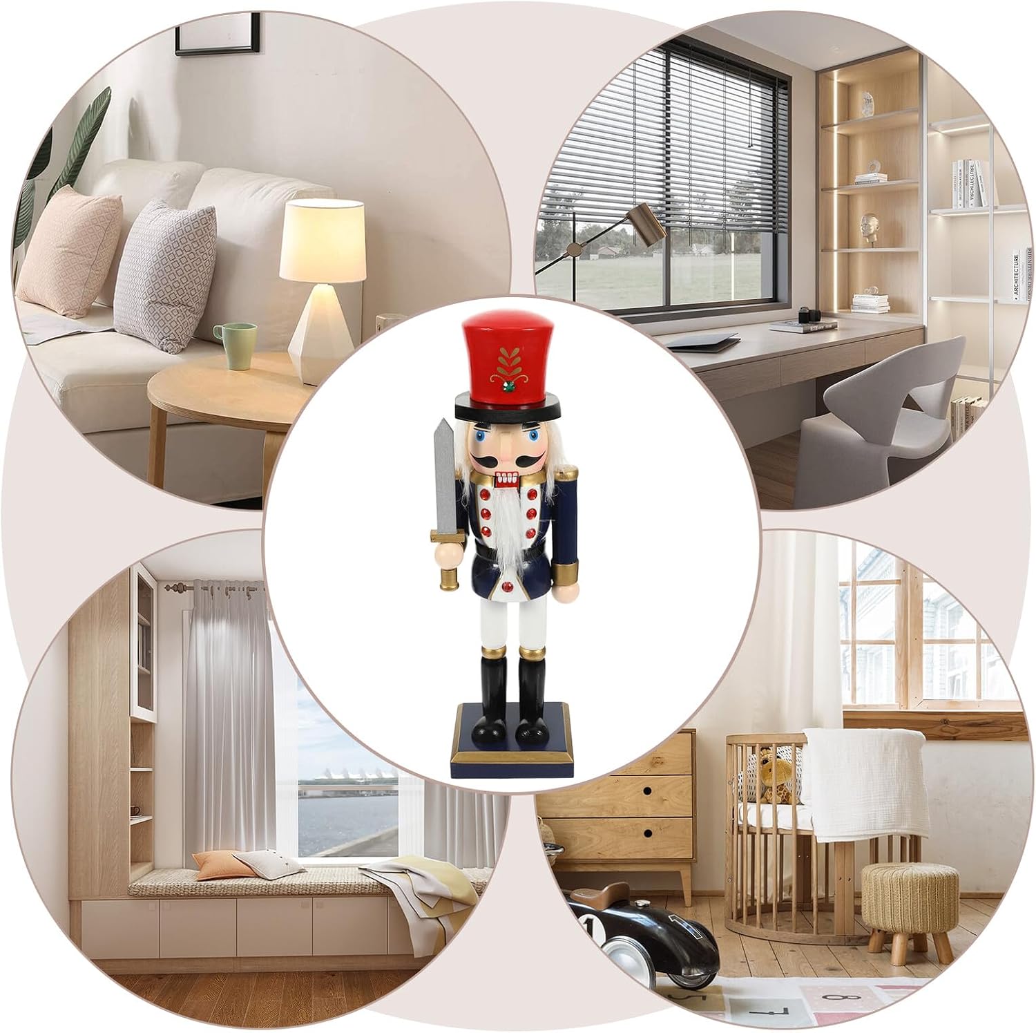 SEWACC Wooden Nutcracker Figurine Christmas Decor Nutcracker Soldier Ornament for Xmas Tree Desktop Holiday Decoration