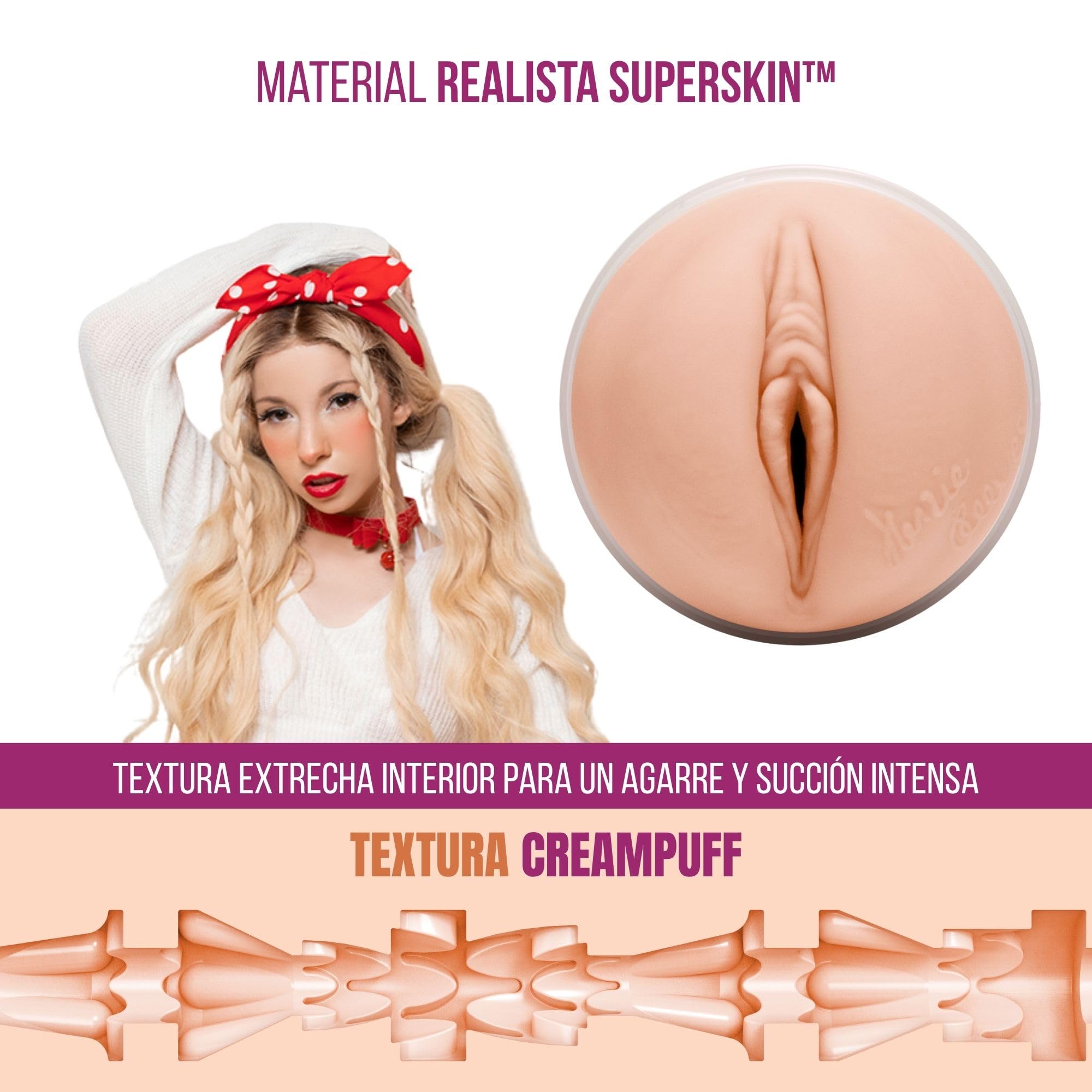 Fleshlight Kenzie Reeves Masturbador Masculino Real Textura Creampuff Sensación Extrema Diseño Interior Estrecho con Protuberancias