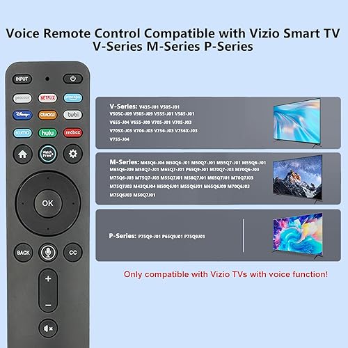 Miniatura 4 de XRT260 Control remoto por voz compatible con Vizio Smart TV V-Series M-Series P-Series Controlador de repuesto con Netflix PrimeVideo Xumo Hulu