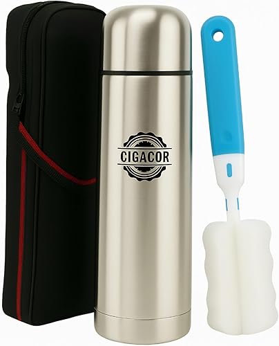 CIGACOR Botella aislada de acero inoxidable  Taza de viaje de café de 17 onzas  Mantiene las bebidas calientes durante 12 horas y frías durante 24