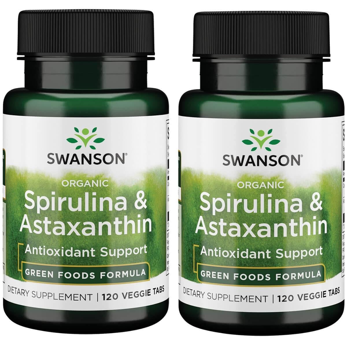 Swanson Organic Spirulina & Astaxanthin 120 Veg Tabs (2 Pack)