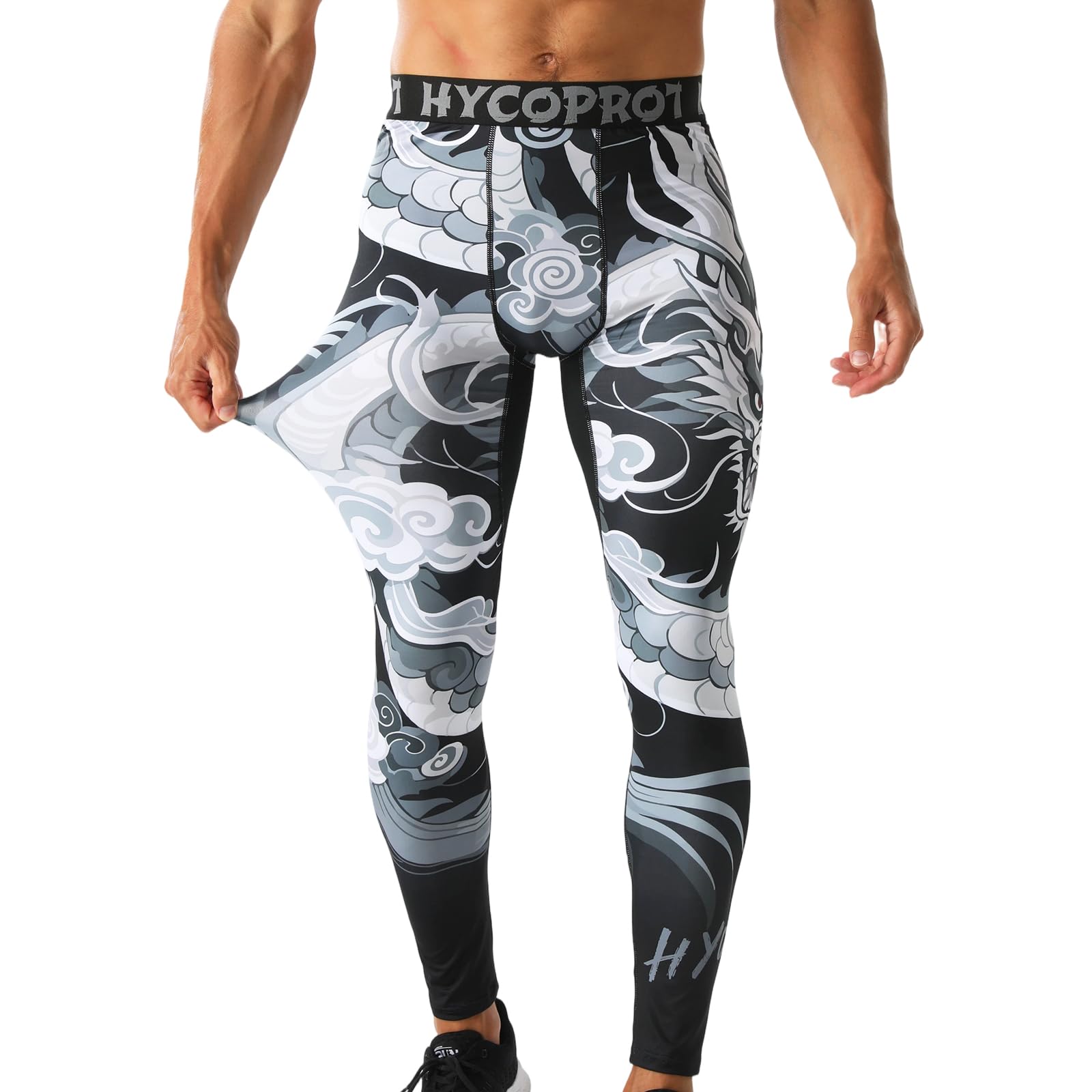 HYCOPROT Pantalones de Compresión para Hombre Mallas Deportivos de Secado Rápido Leggings Pantalones de Entrenamiento Interiores para Baloncesto Running Deporte Yoga