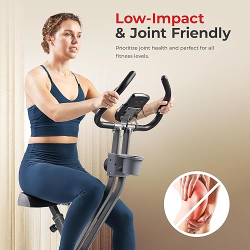 Miniatura 2 de Sunny Health & Fitness X-Bike plegable inteligente, bicicleta estática compacta portátil para entrenamiento de ciclismo en interiores, máquina de
