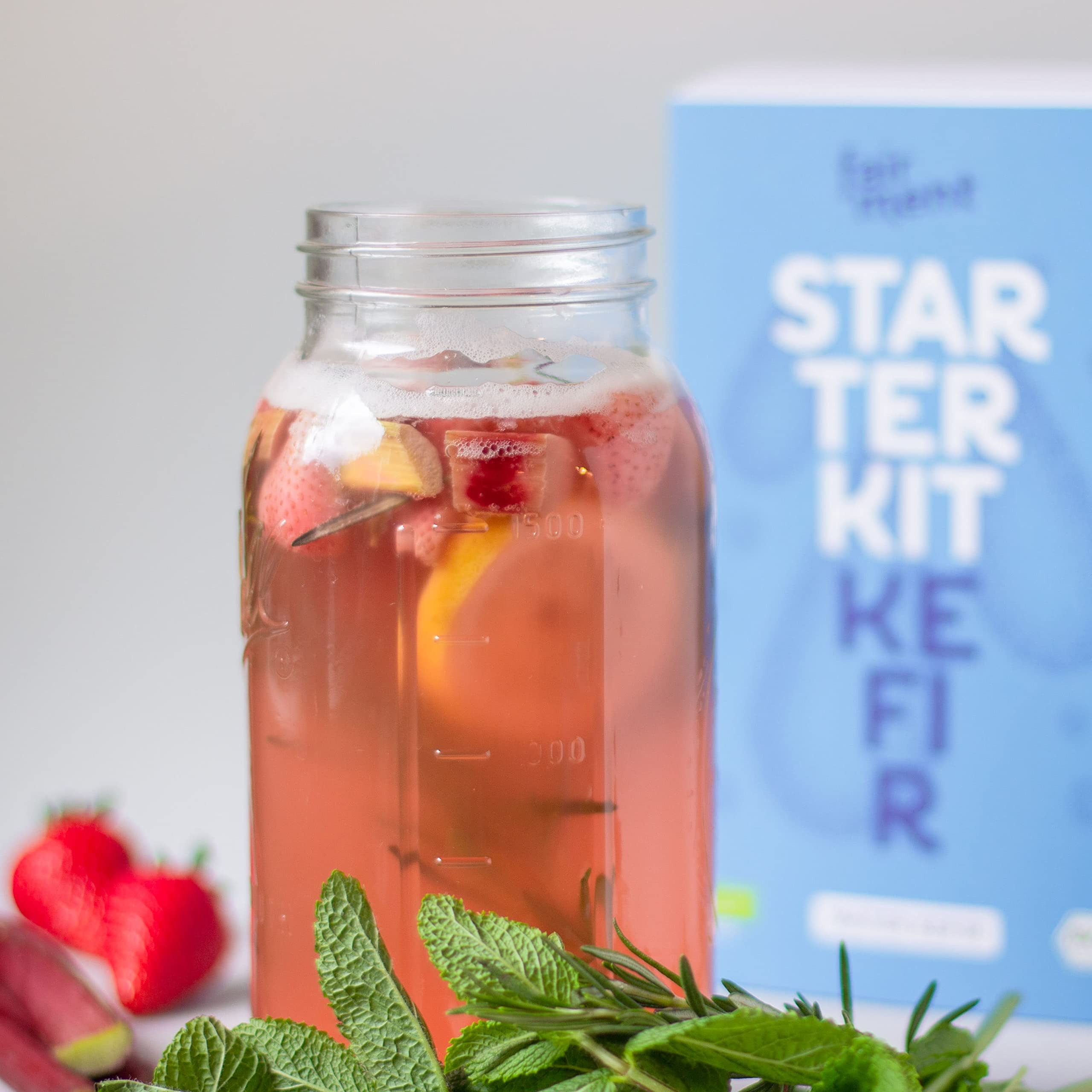 Fairment Starterkit Wasserkefir - Bio Kefirkristalle, Glas, Zutaten, Zubehör und Rezepte
